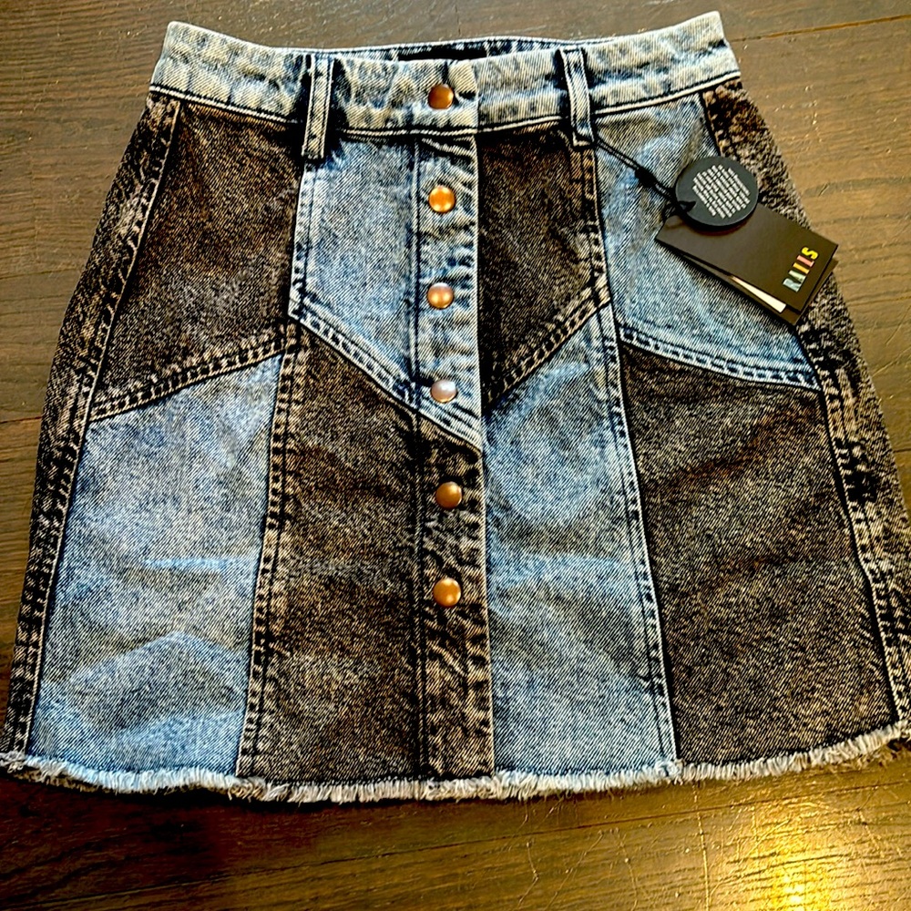 Rails Denim Two-Tone Skirt